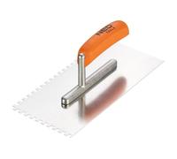 Frattazzo dentato 270x128mm denti 6x6x6mm manico in legno 50-162