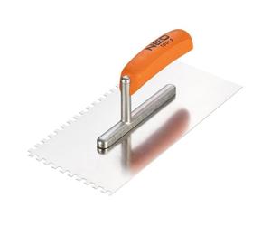 Frattazzo dentato 270x128mm denti 6x6x6mm manico in legno 50-162