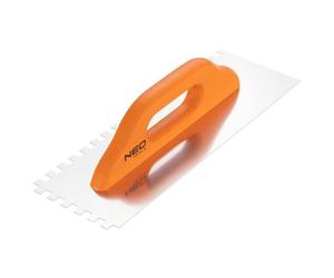 Frattazzo dentato 380x128mm dente 10x10x10mm manico legno 50-174