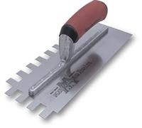 Frattazzo dentato Marshalltown, tacca: U-6x13x6 mm con manico curvo Durasoft, in acciaio, per piastrellisti, dimensioni: 279x114 mm