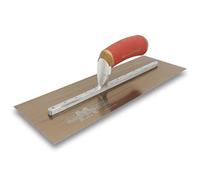 Frattazzo lisciante Marshalltown DuraFlex con manico DuraSoft, in acciaio dorato, cazzuola eccellente per stuccatori e cartongessisti, dimensioni cazzuola: 330x127 mm