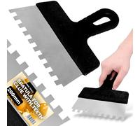 Frattazzo Piastrelle Dentato 200 mm 10x10 mm Cazzuola a Denti Acciaio Inossidabile Spatola Lisciatrice Intonaco Strumento Applicazione Colla Malta Costruzione