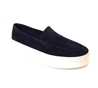 FRAU 36B1 Slip-On in Morbida Pelle Scamosciata Colore Stone o Navy con Soffice Sottopiede in Pelle Made in Italy (Navy, Numeric_39)