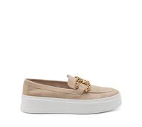 Frau 36B4, Slip-On Donna in Pelle Scamosciata con Morsetto Gioiello (Ecrù, Sistema Taglie Calzature EU, Adulto, Numero, Media, 39)