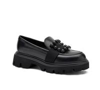 FRAU 85L2 Mocassino Donna in Pelle Nero con Accessorio e Fondo in Eva Super Leggera (39)