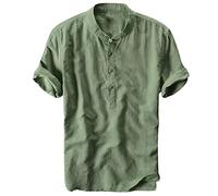 FRAUIT Camicia Uomo Lino Spiaggia Camicia Coreana Uomini T Shirt Strane Estive Camicie Colletto Coreano Maniche Corte Camicia Ragazzo Manica Corta Elegante Canotta Bodybuilding