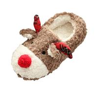 FRAUIT Natale Renna Ciabatte Uomo Casa Aperte Pantofole Uomini Chiuse Dietro Ciabatte Donna Invernale Pantofole Ragazza Peluche Animali Ragazzo Scarpe Antiscivolo Leggero Caldo Cotone
