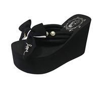FRAUIT Sandali Estivi Donna Con Tacco E Plateau Infradito Donne Zeppa Alta Ciabatte Donna Estive Pantofole Da Casa Sandali Da Spiaggia Scarpe Donna Eleganti Flip Flops Bowknot