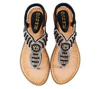 FRAUIT Sandali Gioiello Donna Sandali Estivi Ragazza Eleganti Bassi Con Strass Sandali Estivi Donna BassO Etnici Infradito Elegante Slip On Ciabatte Estive Eleganti Basse Spiaggia Mare Piscina