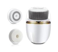 Fravsiu Facial Cleansing Brush, Waterproof Face Scrubber, Usb Charging Face Scrub, Waterproof Usb Charging Facial Cleansing Brush with Deep Cleaning Spin Scrub and 3 Brush Heads for Men and Women