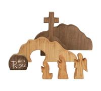 Fravsiu Holiday Easter Decorations - Religious Figurines Featuring Empty Tomb and Resurrection Scene, Party, Office, Farmhouse, Mantle, Shelf and Cabinet Seasonal Display