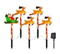 Fravsiu LED Christmas Pathway Lights 5X Elk Design Solar Yard Stakes | Outdoor Christmas Decorations for Lawn and Patio | Ideal for Festive Walkway Lighting and Holiday Decor