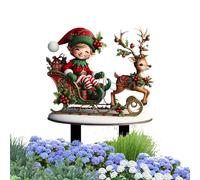 Fravsiu Outdoor Acrylic Garden Stakes, Christmas Yard Decor, 2D Acrylic Yard Stakes, Lawn Christmas Decorations, Outdoor Holiday Garden 2D Acrylic Christmas Yard Stakes for Lawn and Porch