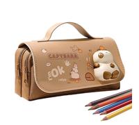 Fravsiu Pencil Pouch, Capybara Animal Stationery Bag, Inner Compartments, Zippered Large Capacity Case for School, College, Uffici, Desk Use, 8,27 x 4,13 x 2,17 pollici, cachi, Se référer au
