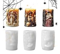 Fravsiu Pillar Candle Mold Set, 3 pezzi Witch-Themed Silicone Molds, Soap Making Tools, Craft Kit for Handmade Art, Home Decor, Birthday, Holiday, Travel, Friends, Family