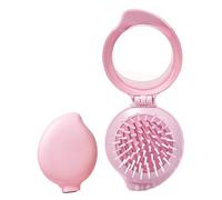 Fravsiu Small Hairbrush, Travel Mirror Comb, Foldable Portable Detangling Brush with Mirror, Compact Styling Tool for Women, Girls, Daily Grooming, Post-Shower Care, Home Use