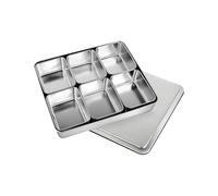 Fravsiu Stainless Steel Container, Multi Grid Seasoning Box Storage, Removable Seasoning Box Set, Space Saving Box Organizer 5.31x4.21x2.36 for Kitchen Spices (8&6pieces Inner Compartment)