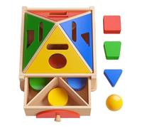 Fravsiu Wooden Shape Sorter, Color Puzzle Toy, Geometric Matching Game, Preschool Learning Classroom Activity, Educational Play Gear for Kids, Boys, Girls, 16.5x16x15cm