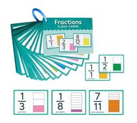 FRAZIONI Flash - di revisione di matematica, Guida di apprendimento degli studenti | Pacchetto Flash di frazione Riutilizzabili, Set di Studio Visivo Colorato,