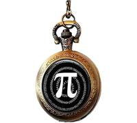 FRCNGGD Orologio da tasca Pi collana matematica gioielli insegnanti matematica arte in bianco e nero orologio da tasca collana, bronzo, Antico