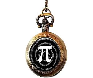FRCNGGD Orologio da tasca Pi collana matematica gioielli insegnanti matematica arte in bianco e nero orologio da tasca collana, bronzo, Antico