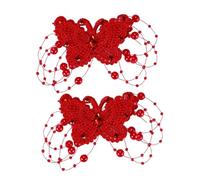 FRCOLOR 1 paio di accessori per costume da sposa, copricapo per capelli, in metallo, per capelli, con farfalla, matrimonio, damigella d'onore, velo rosso