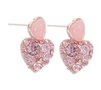 FRCOLOR 1 Paio Di Orecchini Romantici A Forma Di Cuore Orecchini Pendenti Rosa - Orecchini A Forma Di Cuore Con Strass Scintillanti Per Donna - Dolci Gioielli Di Per Le