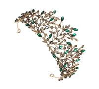 FRCOLOR 1 Pc barocca lux corone principesse nuziale d'epoca compleanno Diademi da sposa coroncina sposa copricapo da sposa di moda strass Green