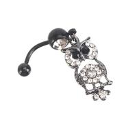 FRCOLOR 1 Pezzo anello dell'ombelico del gufo pulsante per Carino delicato a forma di gioielli piercing all'ombelico arredamento penetrante gioielli da piercing Acciaio inossidabile bianca