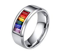 FRCOLOR 1 Pz Anello Bandiera Arcobaleno Per Uomo Anello Uomo Gay Anelli Orgoglio Anelli Alla Moda Chunky L'Anello Anello Strass Colorato Eterno Anello Decorazione Dito Anello
