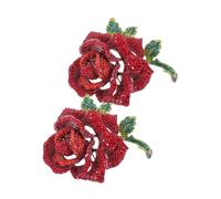FRCOLOR 1 Set Brucia Di Rosa Di Cristallo Puntalini Spilla A Fiore Spilla Da Donna Spille Per Spille Per La Moda Femminile Spilla Gioielli Spilla Novità Strass Rosso 2 Pezzi