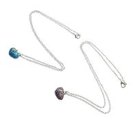 FRCOLOR 1 Set Collana Con Ciondolo A Forma Di Cuore Con Pietre Preziose Per Le Mamme Medaglioni Da Donna In Rame 2 pezzi