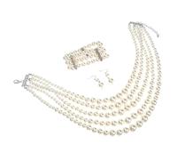 FRCOLOR 1 Set Collana Di Perle Braccialetto Di Perle Collane Di Perline Collane Di Dichiarazione Per Le Donne Necklace Pearl Collana Da Sposa Gioielli Da Sposa Gioielli in Maschera Bianca
