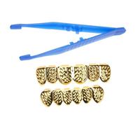 FRCOLOR 1 Set Gioielli per pareti Oro Griglie di Kit Gemma Falsi Accessori Cappucci dei Punk finte per Costume bigiotteria per Uomo Metallo d'oro