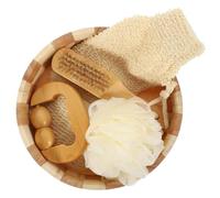 FRCOLOR 1 Set set da bagno luffa da bagno mano macchia roba da bagno battiscopa set accessori bagno kit accessori bagno body brush kit di attrezzi per la doccia accessori da bagno di legno