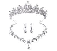 FRCOLOR 1 Set Set di orecchini a della sposa nozze tiara nuziale gioielli da sposa per la sposa diadema per il matrimonio della sposa diademi e corone nuziali Lega di zinco Argento