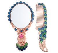 FRCOLOR 1 Set Specchio Cosmetico Specchio Palmare Specchio Della Principessa Specchietti Con Manico Specchio a Mano in Metallo Viaggio Abito Ottone Profumo Donna Lega Di Zinco