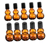 FRCOLOR 10 Pezzi Bottiglie Ricaricabili in Vetro Marrone da 30ml Design a Doppia Zucca e Rullo per Oli Essenziali per Ufficio e Centro Estetico