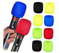 FRCOLOR 10 pezzi Coprimicrofono in Spessa da Protezione per Microfono Ktv Coperture Vento in Varie Colorazioni Nero Blu Verde per Eventi e Attività Indoor e Outdoor