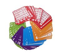FRCOLOR 100 Pezzi Carte Bingo in Carta per Giochi di Società Colori con Regole e Supporti Gioco Interattivo per Famiglie Accessori Festa e Ricambio per Eventi Estivi