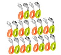 FRCOLOR 10sets Posate Per Ragazzo Ragazza Inossidabile Forchette e Cucchiai Curvi Per Svezzamento Manico Ergonomico Facile Da Pulire e Arancione