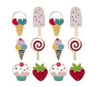 FRCOLOR 12 Pezzi 12 Spille a Forma di Lecca-lecca e Fragola Kawaii, Spille Smaltate, Accessori Decorativi Estivi per Giacche, Zaini e Cappelli, Set per Feste a Tema Dolci