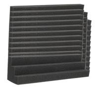 FRCOLOR 12 Pezzi Pannelli Acustici Cuneo Insonorizzato in Spugna Nero per Trattamento Acustico e Isolamento Sonoro, per Ambienti di Registrazione e Sale di Voce