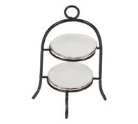 FRCOLOR 12 Supporto Espositivo per Torte a 2 Livelli Nero Alzata per Dolci e Cupcake per Casa delle Bambole Decorazione Scala 1/12 per Esposizione Dessert