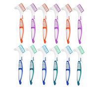 FRCOLOR 12pezzi Spazzolino per Dentiere Doppia Faccia Strumento per Pulizia delle Protesi Dentarie da Design Portatile e Antiscivolo per Anziani e Uso Quotidiano
