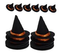 FRCOLOR 16 Mini Cappelli Strega Neri in Resistente per Tappi Bottiglie Halloween Accessori Decorativi Facili da Usare e Proteggere