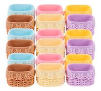 FRCOLOR 18 Pollici Cestini Intrecciati Miniatura in Resina Cestini Imitazione Rattan per Casa delle Bambole Accessori Cucina e Giardino Fatato Pane e Fiori Gioco Creativo