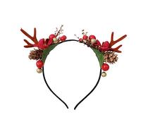 FRCOLOR 1pezzi Fascia Per Capelli Natalizia in Stile Mori Fermaglio Per Capelli e Fascia Corna Di Cervo Per Ragazza Unica Rossa Realizzata in Materiale Di Resistente e Durevole