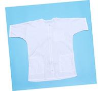 FRCOLOR 1pezzi Grembiule Bianco Per Parrucchiere Abito Da Lavoro Maniche Corte Mantello Resistente Tasche Frontali Per Attrezzi Per Uso Professionale e Domestico