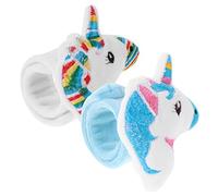 FRCOLOR 2 Braccialetti Slap per Morbido Peluche con Design Unicorno Cartoon Leggeri e Facili da Indossare Gadget e Compleanno Bambina